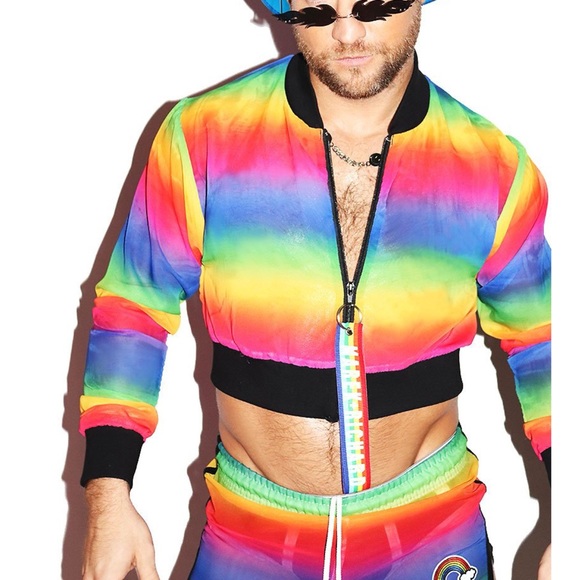 Marek+Richard Smile Rainbow Mesh Crop Bomber
Jacket Sz L Multi - Picture 2 of 11